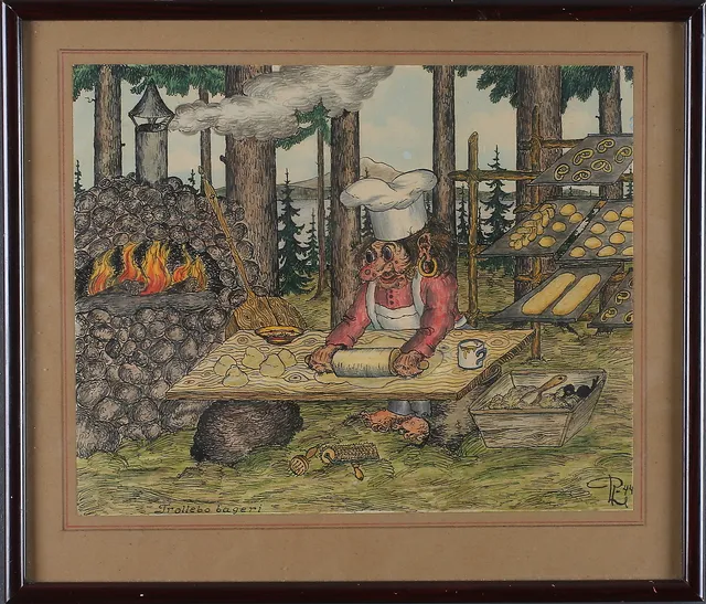 ROLF LIDBERG. "Trollebo bageri" akvarell på papper, monogramsignerad och daterad -44.