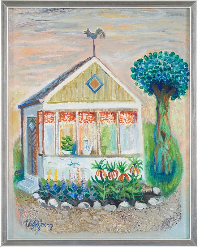 ELIS RYDBERG (1919-1985). "Sommarverandan", olja på duk, signerad.