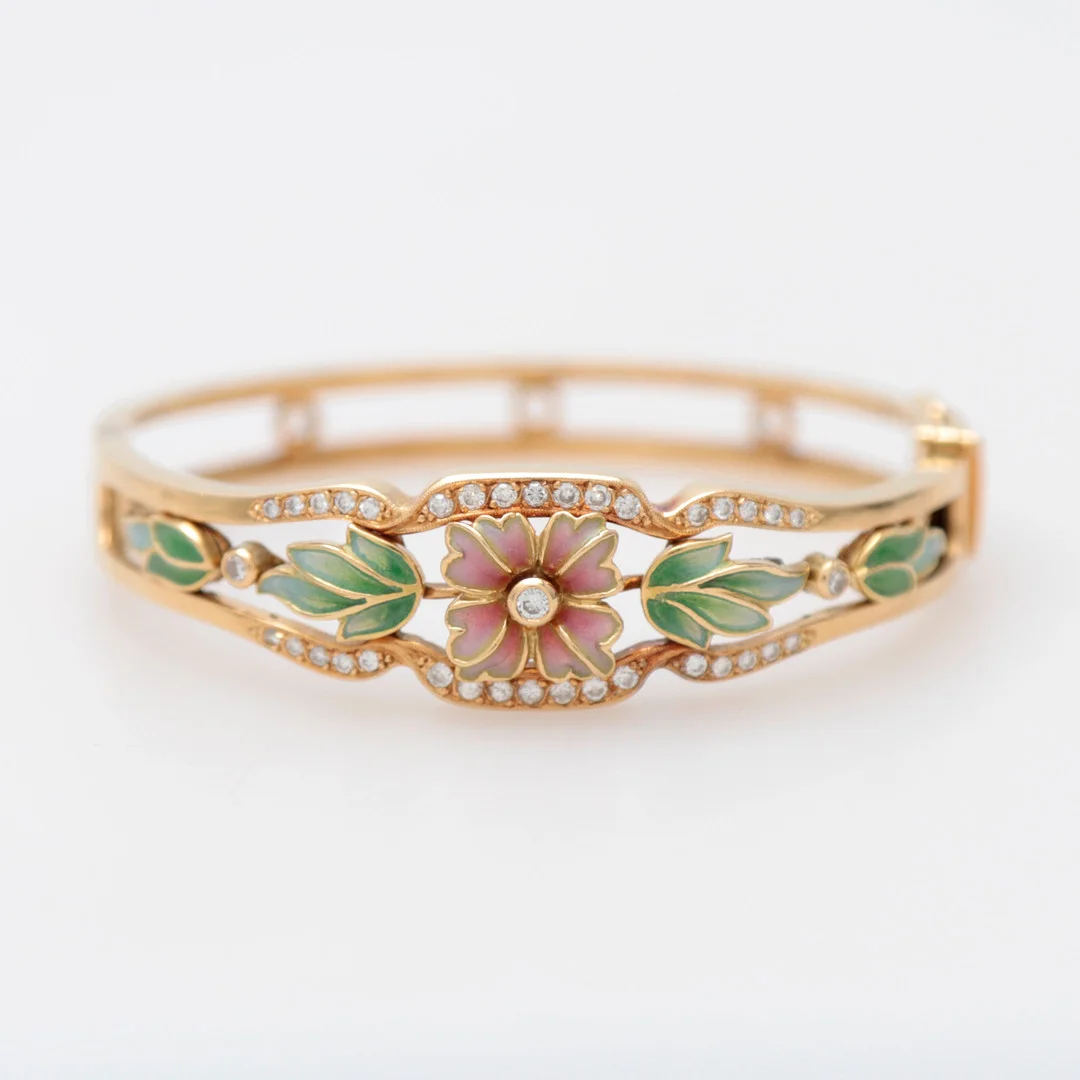 MASRIERA Y CARRERAS. Floral bracelet in gold and precious stones. — Bracelets — Balclis