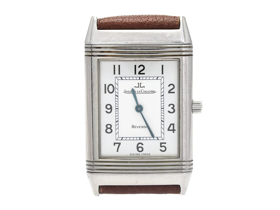 JAEGER-LE COULTRE, Reverso Classique, Cal 846, Serie nr. 1718231, Ref nr. 250.840.862 B, Boett nr. 250.8.86, herrur, 23,5 x 33 (38,5) mm, stål, manuell, safirglas, skadad urtavla, läderband, originalspänne, ca 1995. — Klockor/Jaeger-Le Coultre — Kaplans