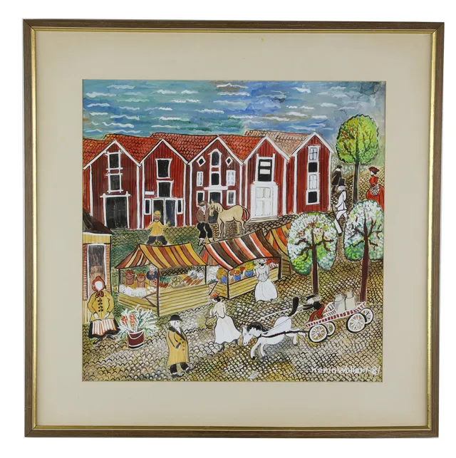 KARIN WOLLERT. Akvarell/gouache, Möljen, Hudiksvall, signerad, daterad -81.
