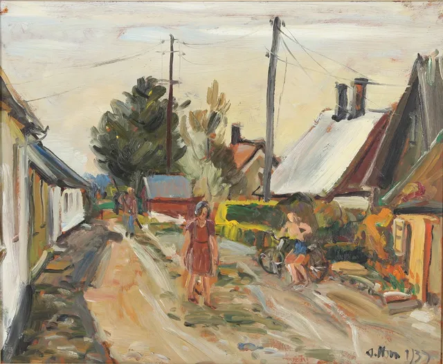 ANDERS OLSON. 1880-1955. Olja på pannå, signerad.