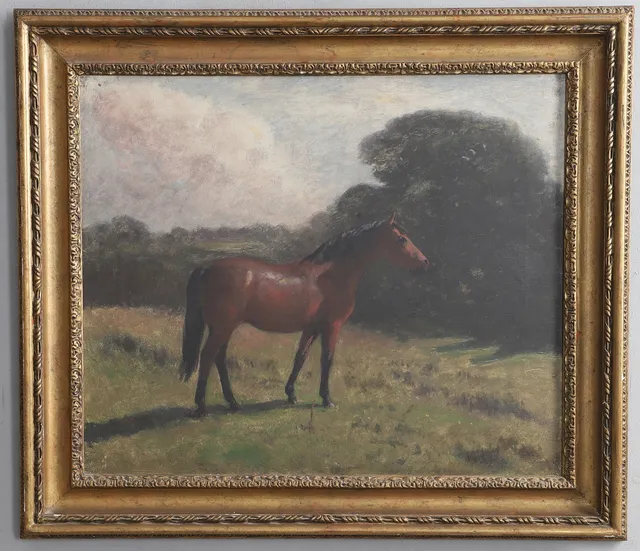 CHARLES AUGUSTUS H. LUTYENS (1829-1915). BAY MARE STANDING IN A FIELD.
