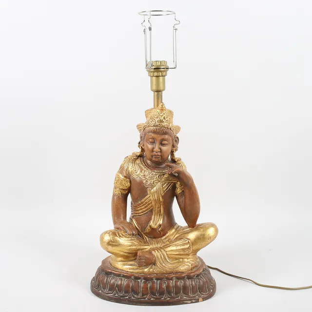 BORDSLAMPA, målad terrakotta, Buddha, Garali Impex AB.