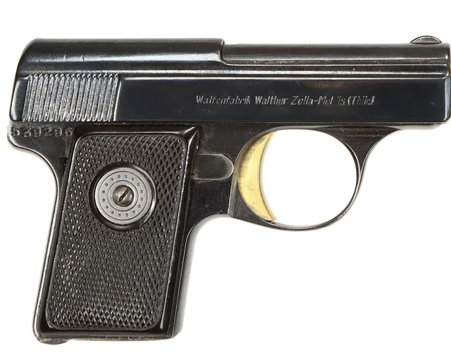 PISTOL, fabrikat Walther Zella Mehlis, modell 9, kaliber 6,35mm, tillv.nr 539296, se-nr SE1270847.