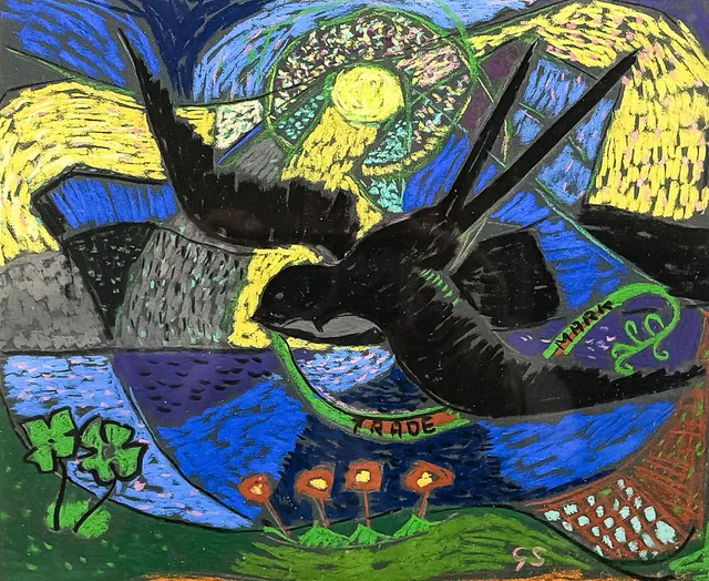 GUNNAR SVENSSON. "Svalan" Pastell.