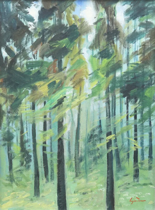 EUGEN PERSSON (1892-1978). Skogsmotiv, olja på duk, signerad.