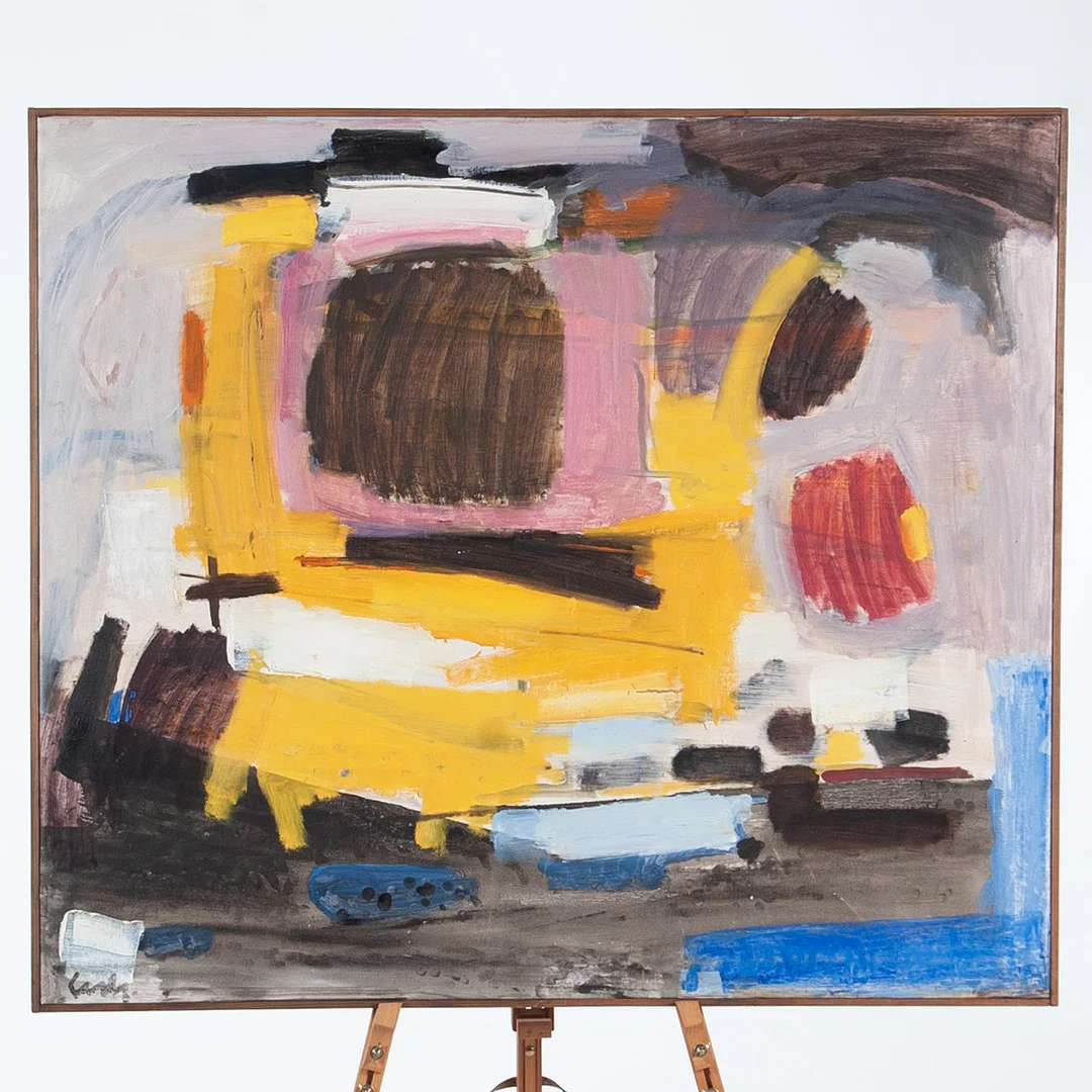GERHARD LUNDBERG. Olja på duk, "Stenshöjden", komposition, signerad. — Paintings — Laholms Auktionskammare