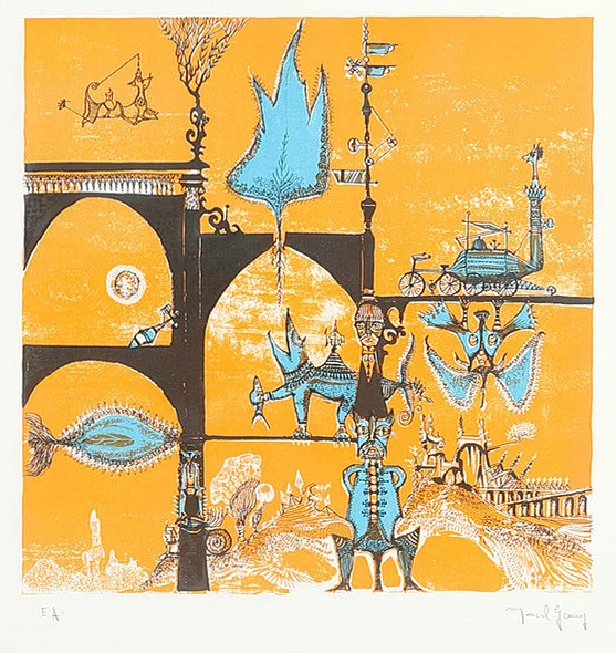 MARCEL GENAY (1929-1993): Komposition, signerad, EA, färglitogarfi. — Engravings & Prints — Crafoord Auktioner Stockholm