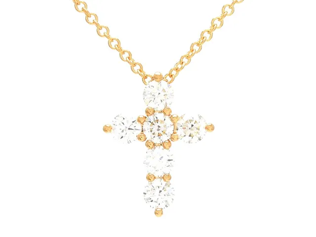 HÄNGE MED KEDJA, 18K guld, 6 briljantslipade diamanter ca 0,47 ctv, ca TW-W/VVS-VS, kors 11 x 9 mm, kedja 42/45 cm, vikt 2,5 g.