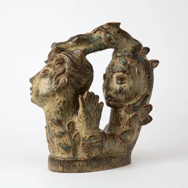 HELGE CHRISTOFFERSEN. Skulptur, glaserat stengods, Royal Copenhagen, signerad HJ.