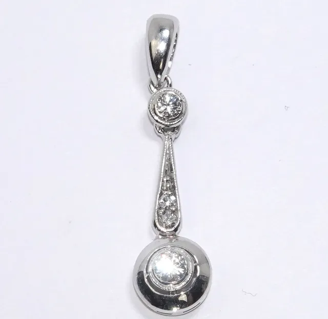Anhänger 585 Gold antik Altschliff Diamant Weißgold 14K.