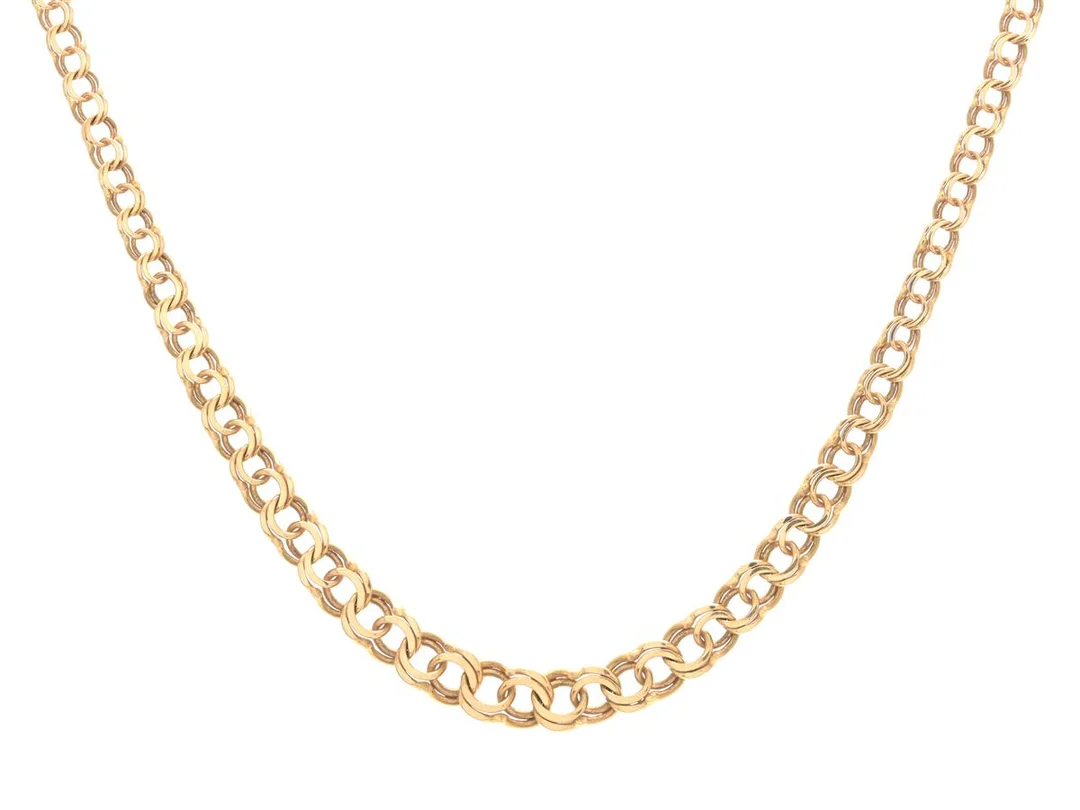 COLLIER, 18K guld, bismarcklänk, doserad, längd 43 cm, vikt 7,0 g. — Smycken/Collier — Kaplans