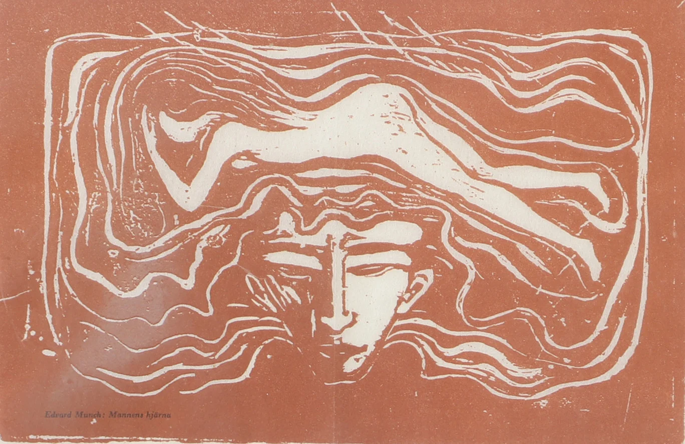 MUNCH EDVARD. EFTER. Mannens hjärna, grafiskt blad på handgjort japanpapper. — Engravings & Prints — Helsingborgs Auktionskammare