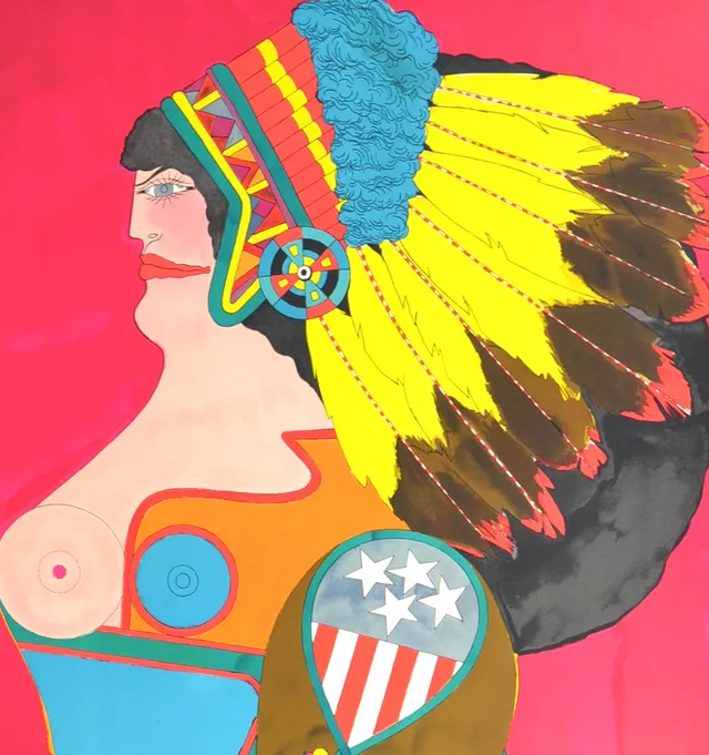 RICHARD LINDNER. MISS AMERICAN INDIAN, LITHOGRAFIE SIGNIERT.