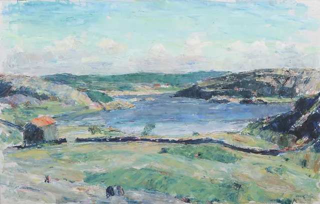 ARNE CASSEL. Oljemålning på duk. Landskap. Signerad.