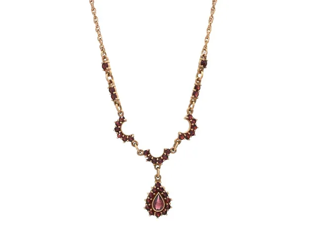 COLLIER, förgyllt silver, granater, längd 42 cm, vikt 6,5 g.