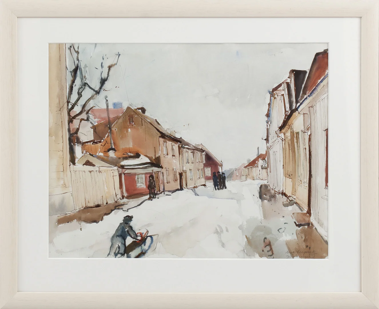 ERIK LANGEMARK. "Högabergsgatan", Karlskrona, akvarell, signerad och daterad 1945. — Paintings — Göteborgs Auktionsverk