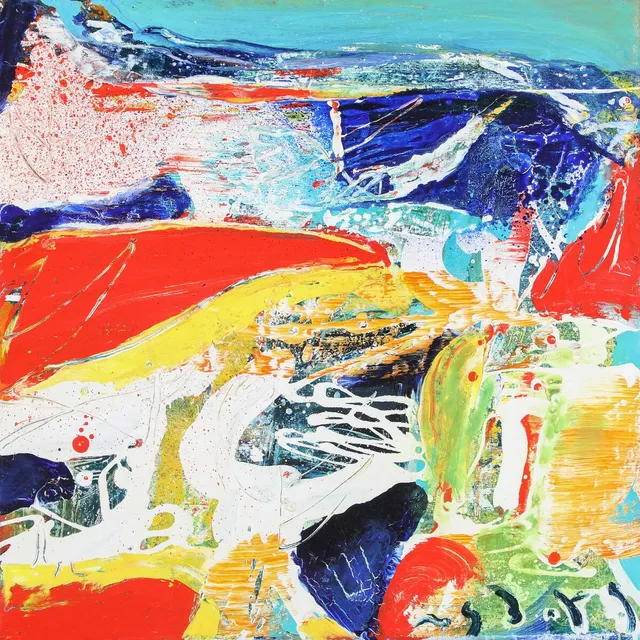 “Amore del mare”, 2010. Signed and signed on the reverse with title and date. Oil on canvas. 50×50 cm.