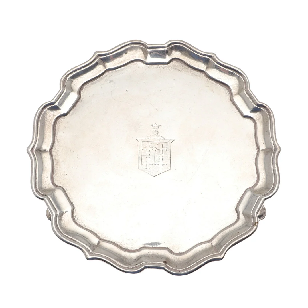 A GEORGE II SMALL SILVER SALVER. — Silver — Lawrences Auctioneers