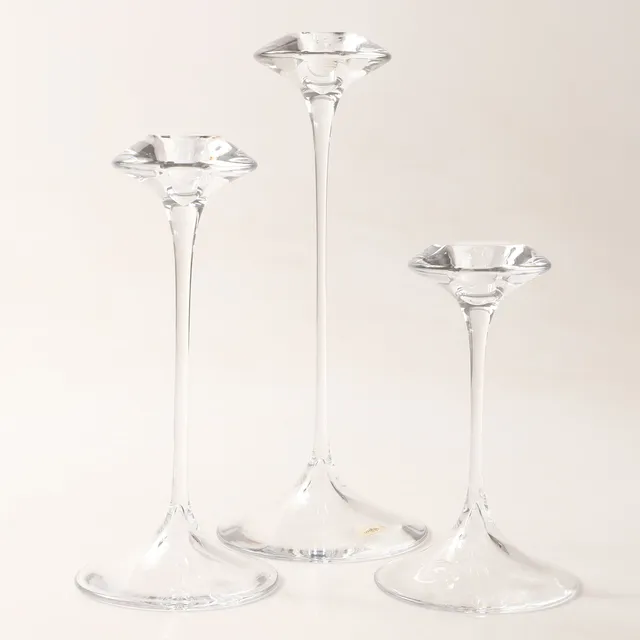 KJELL ENGMAN. Ljusstakar, 3 stycken, "Fanfar", glas, Kosta Boda.