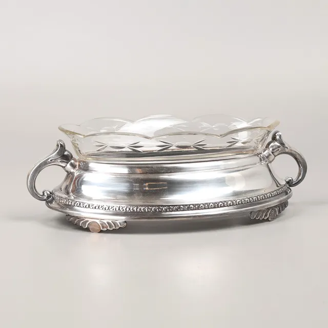 JARDINÄR, nysilver/glas, 1900-tal.