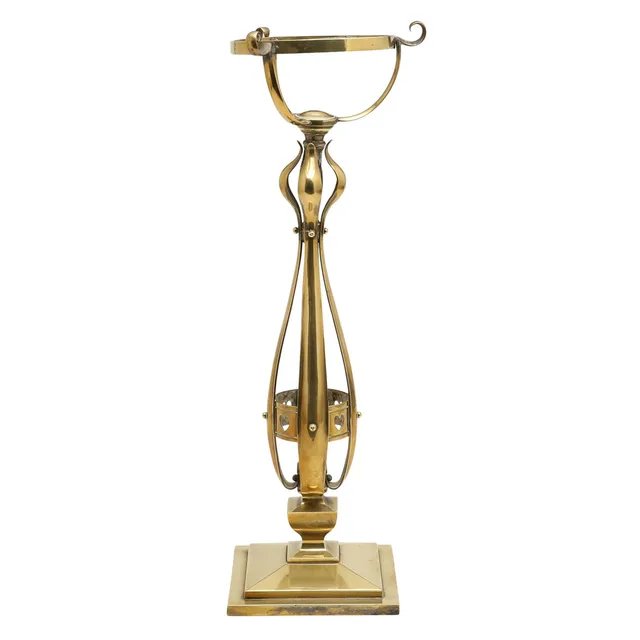 AN ART NOUVEAU BRASS OIL LAMP BASE - ATTRIBUTED TO W A S BENSON.
