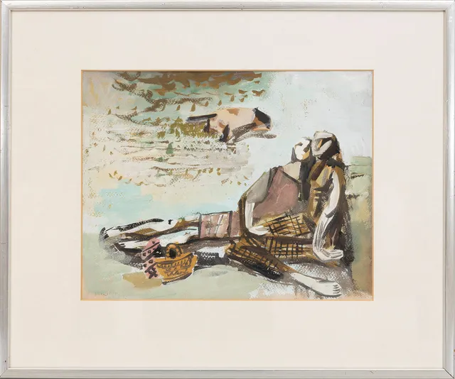 OLEV MIKIVER. "Vila", Gouache, signerad, 1982.