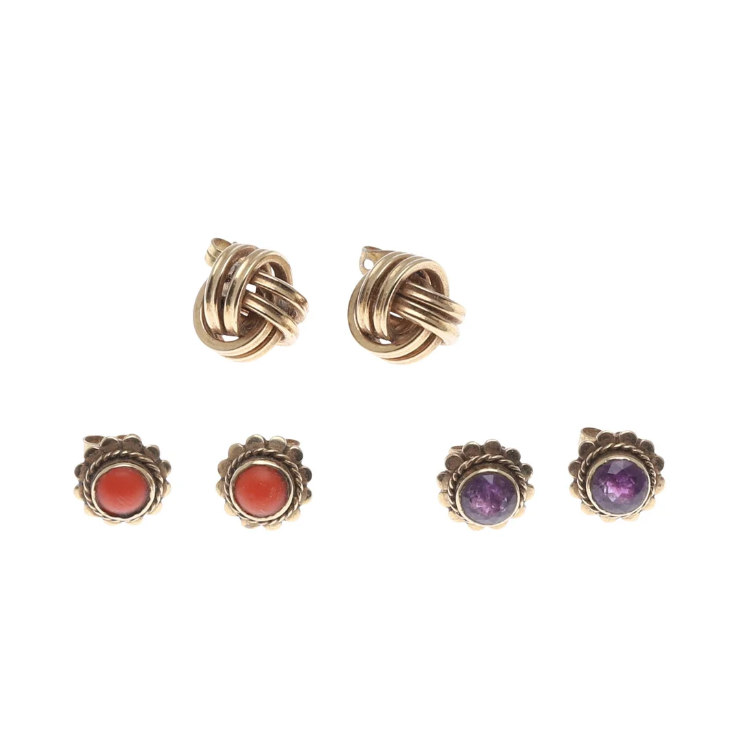 THREE PAIRS OF GOLD EARRINGS. — Earrings — Lawrences Auctioneers