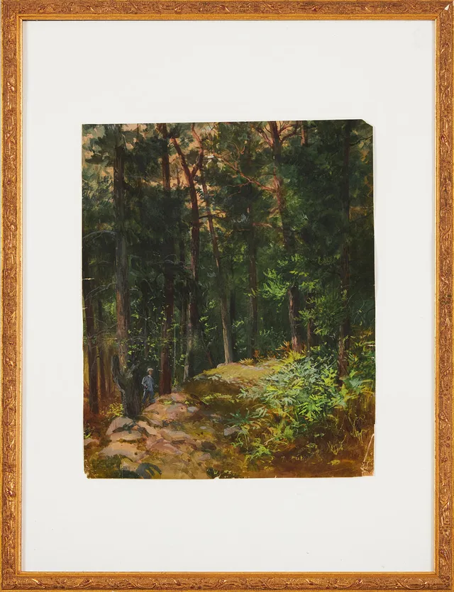 ANNA BILLING. skogspromenad, akvarell på papper, signerad.
