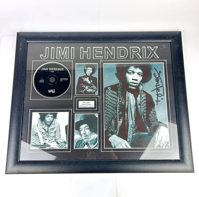 FRAMED JIMMY HENDRIX DISC DISPLAY.