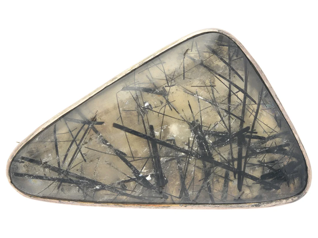 BROSCH, silver, rutilkvarts, Stockholm 1962, höjd 4,4 cm, vikt 16 g. — Smycken/Brosch — Kaplans