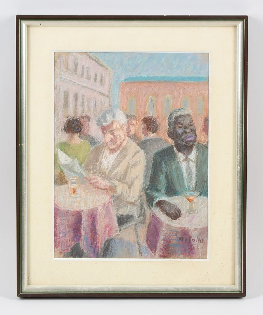 MARCUS COLLIN. På cafeét, signerad samt daterad -58, pastellmålning. — Paintings — Stockholms Auktionsverk Helsinki