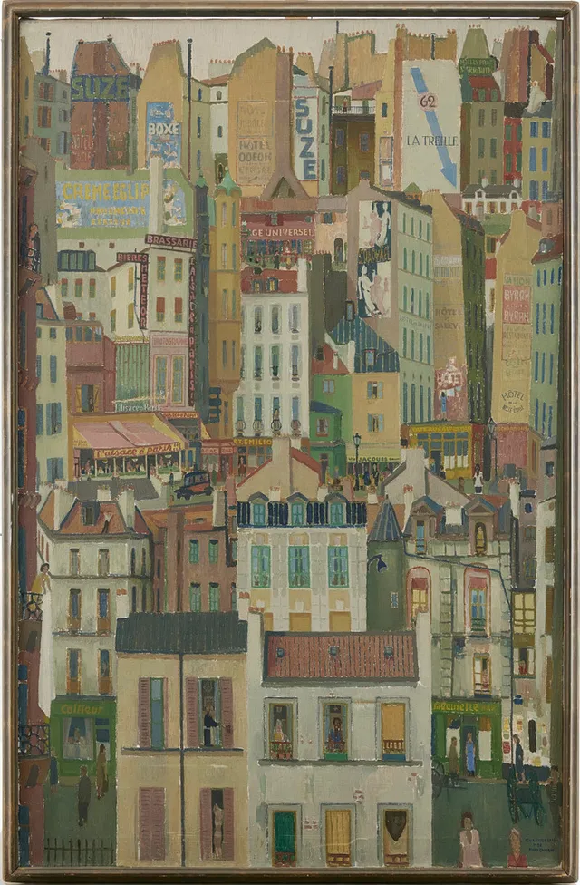 KURT LINDON. "Quartier Latin", olja på duk, signerad och daterad 1956.