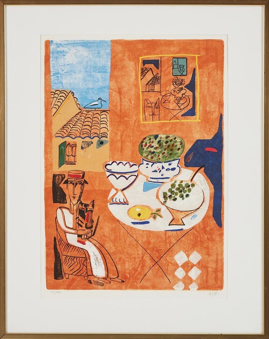 MADELEINE PYK. Figurkomposition, signerad och numrerad, färglitografi. — Engravings & Prints — Stockholms Auktionsverk Magasin 5