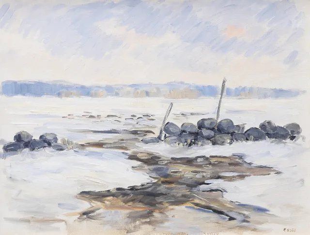 KENNETH SJÖÖ. Landskap med stengärdesgård, olja på duk, signerad.