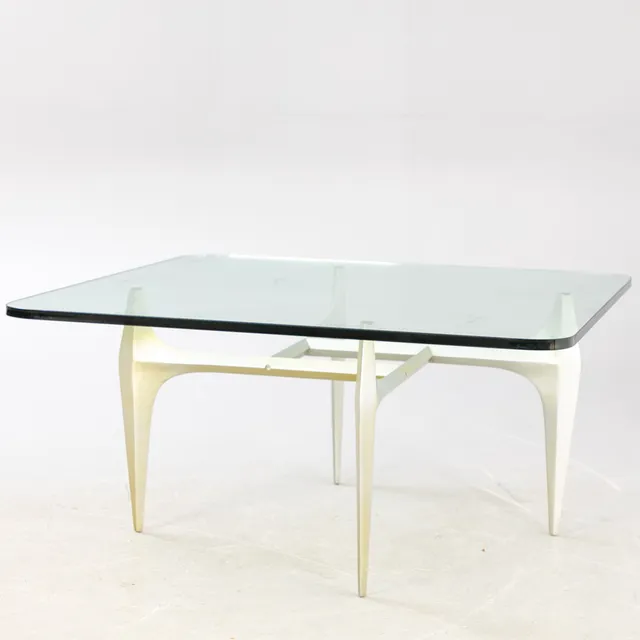 KNUT HESTERBERG. Ronald Schmitt, Couchtisch, Aluminium, Glas, 1960er Jahre, Deutschland.