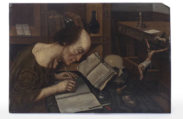 FLEMISH SCHOOL, 16TH CENTURY. CIRCLE OF JAN MASSYS. Saint Jerome.