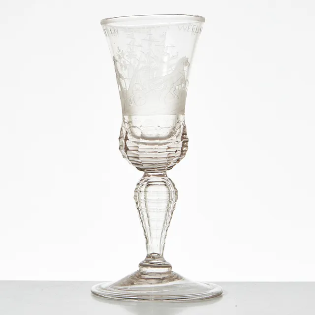 STARKVINSGLAS, klarglas, sannolikt Holland 1700-tal.