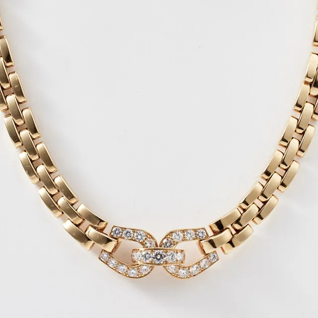 CARTIER, "Maillon Panthère", collier, 18 k guld, mittparti med dekor av 25 briljanter totalt 1,90 ct, TW(G)/VS, franska kontrollstämplar, Paris, inköpt 1999.