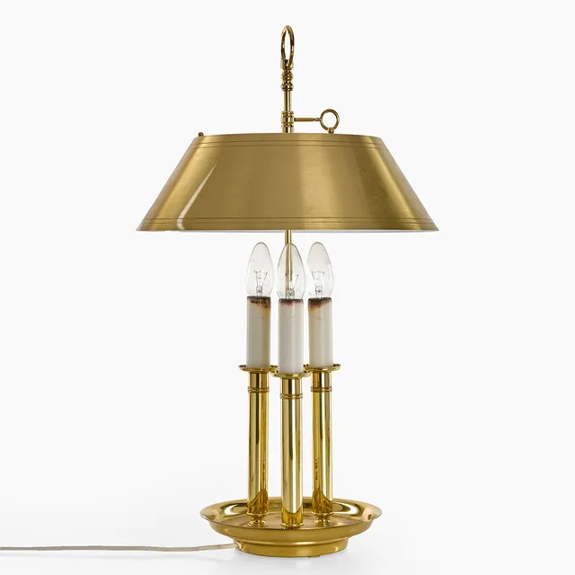 BORDSLAMPA, 3 ljuspunkter, mässing, 1900-talets andra hälft. Etikettmärkt: Örsjö Industri AB.