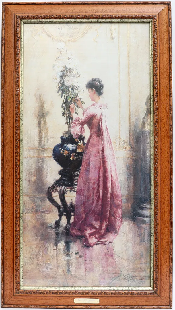 EUGÈNE JOORS. Tryck efter, "Woman with Chrysanthemums”.