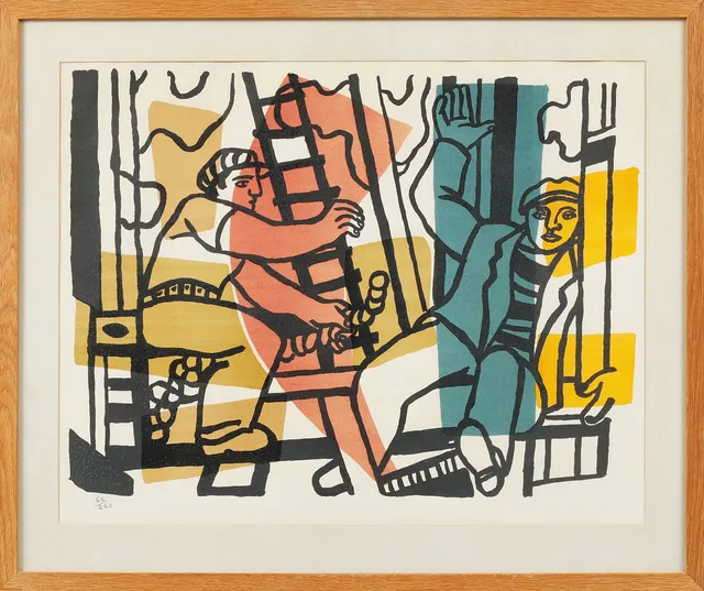 FERNAND LÉGER. "Les Constucteurs", färglitografi, signerad och numrerad 66/260.