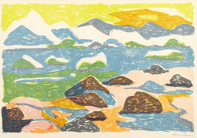 HENNING JENSEN. litografi, signerad.