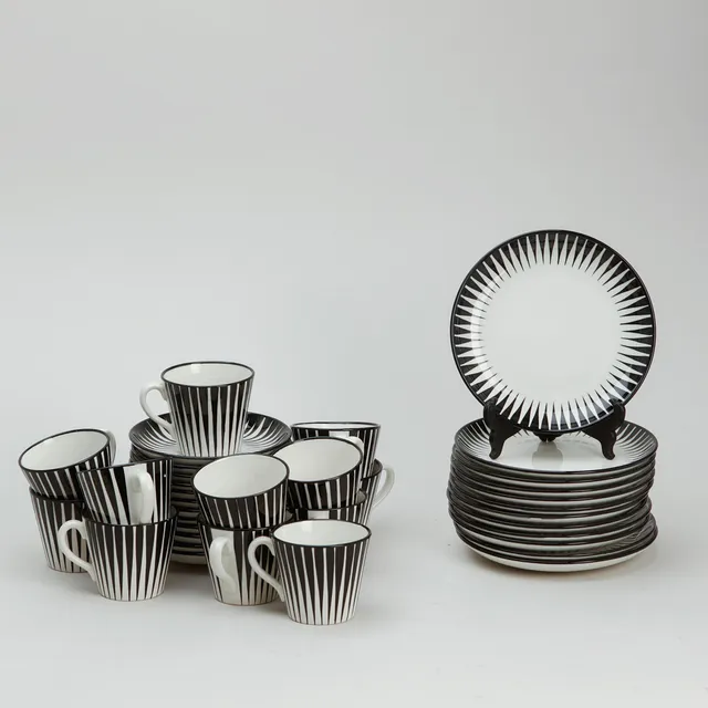 EUGEN TROST. Kaffeservis, "Zebra", 24 delar, flintgods, Gefle.