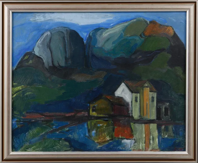 STIG DELANG. "Bleket, Tjörn", olja på duk, signerad.
