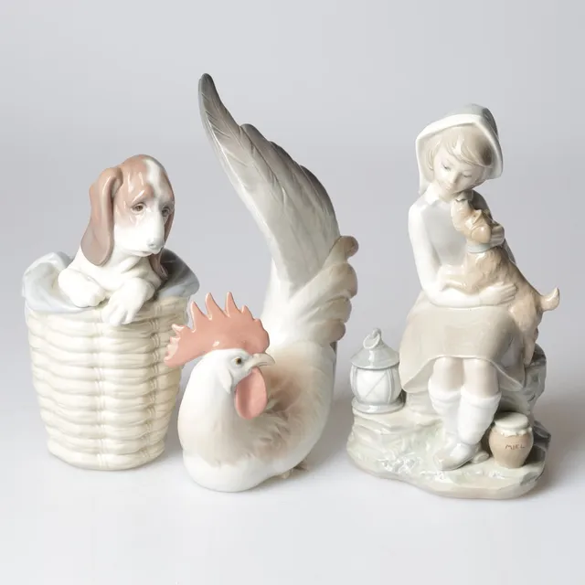 FIGURINER, 3 st, porslin, Lladro, Spanien.