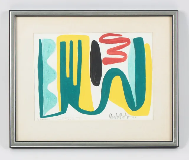 CHARLES PORTIN (1889-1980). Abstrakt komposition, signerad med dedikation samt daterad -53, akvarell.