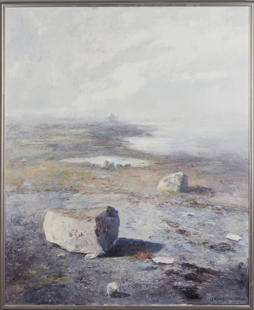 LENNART OLAUSSON (1944). Strandbild, signerad Lennart Olausson, olja på duk. — Paintings — Crafoord Auktioner Stockholm