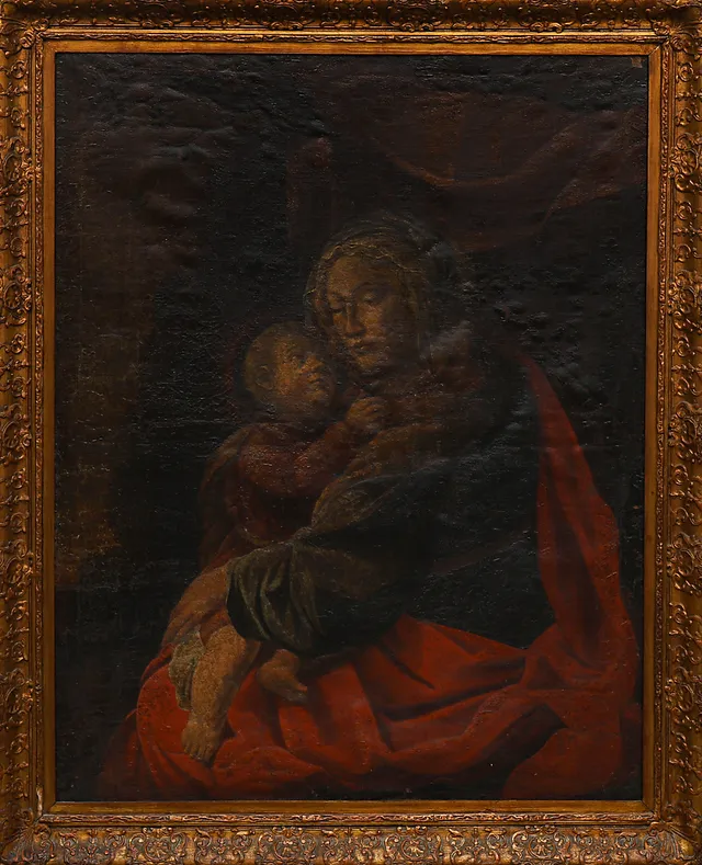 SPANISH SCHOOL, PROBABLY 17TH CENTURY. Madonna with Child.